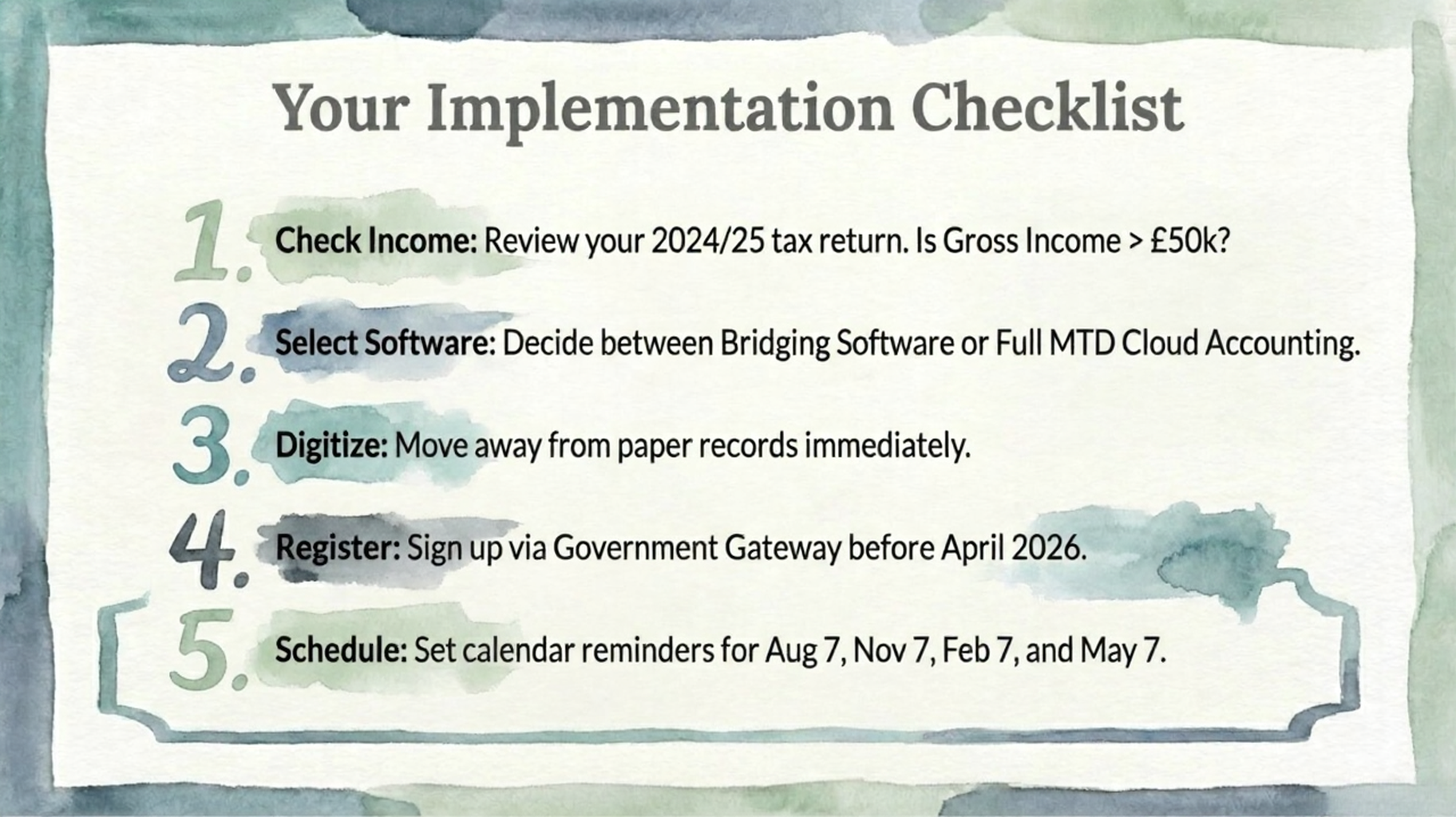 MTD Implementation Checklist